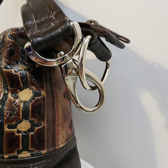 Bamzi Bags Leather Shoulder Bag Southwest Geometric Brown Turquoise Boho 12x7 - Picture 4 of 14